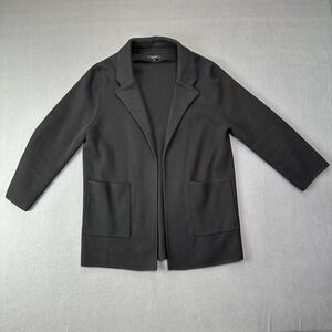 Quince 100% Organic Cotton Knit Black Blazer Open Front Size Large